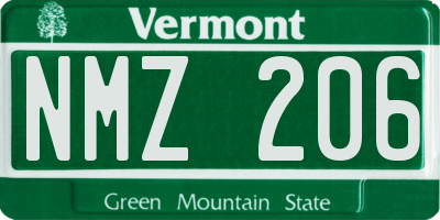 VT license plate NMZ206