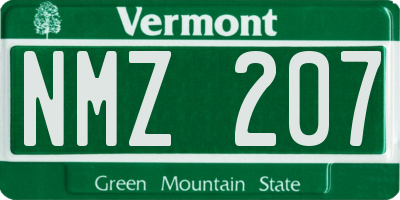 VT license plate NMZ207