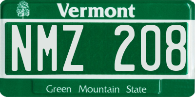 VT license plate NMZ208