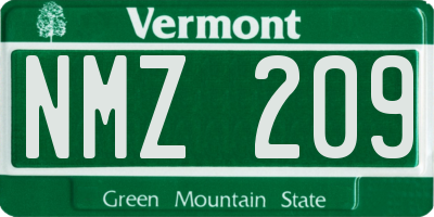 VT license plate NMZ209