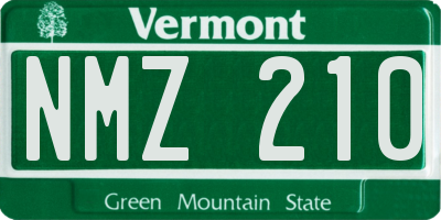 VT license plate NMZ210