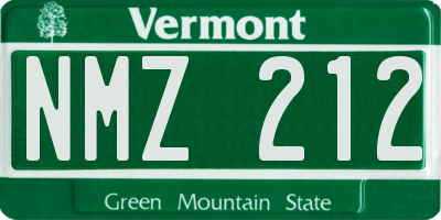 VT license plate NMZ212