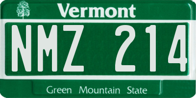 VT license plate NMZ214