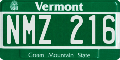 VT license plate NMZ216
