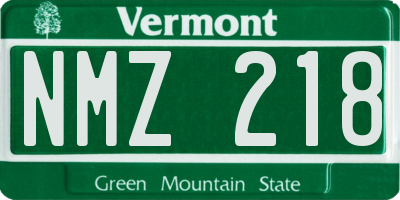 VT license plate NMZ218