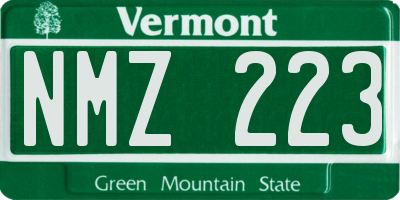 VT license plate NMZ223