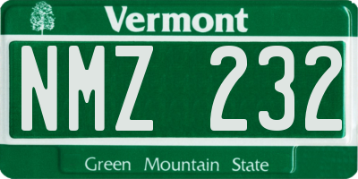 VT license plate NMZ232