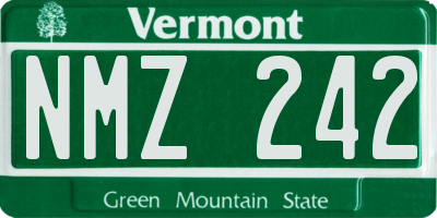 VT license plate NMZ242