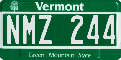 VT license plate NMZ244