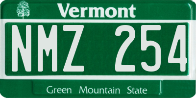 VT license plate NMZ254