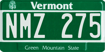 VT license plate NMZ275