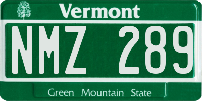 VT license plate NMZ289