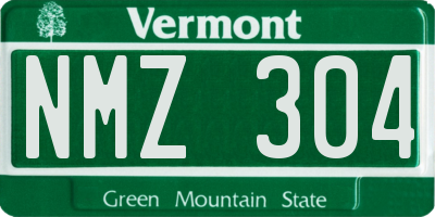 VT license plate NMZ304