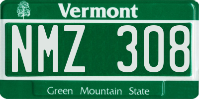 VT license plate NMZ308