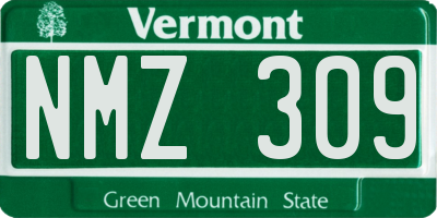 VT license plate NMZ309