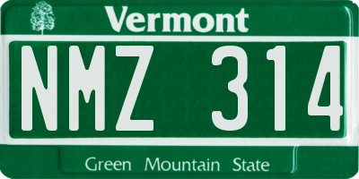 VT license plate NMZ314