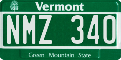 VT license plate NMZ340
