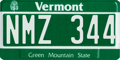 VT license plate NMZ344