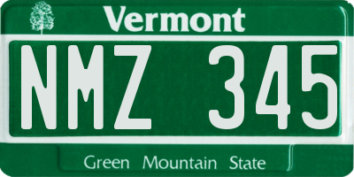 VT license plate NMZ345