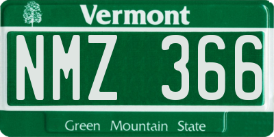 VT license plate NMZ366