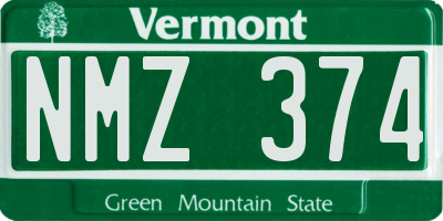 VT license plate NMZ374