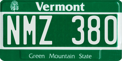 VT license plate NMZ380