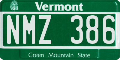 VT license plate NMZ386