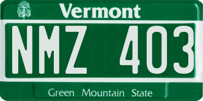 VT license plate NMZ403
