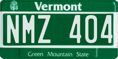 VT license plate NMZ404