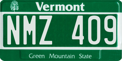 VT license plate NMZ409