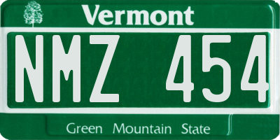 VT license plate NMZ454