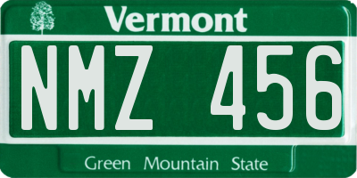 VT license plate NMZ456