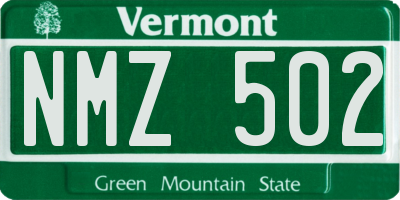 VT license plate NMZ502