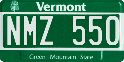 VT license plate NMZ550