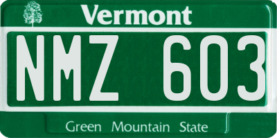 VT license plate NMZ603