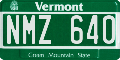 VT license plate NMZ640