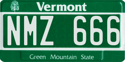 VT license plate NMZ666