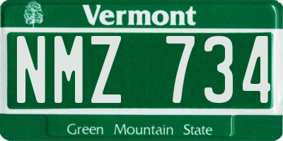VT license plate NMZ734