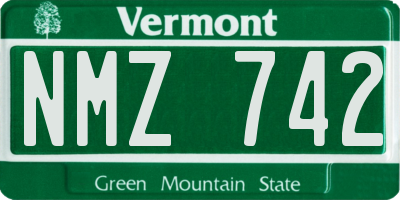 VT license plate NMZ742