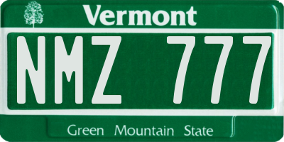 VT license plate NMZ777