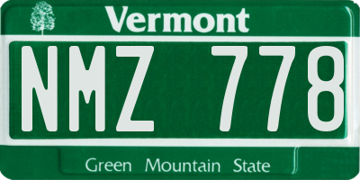VT license plate NMZ778