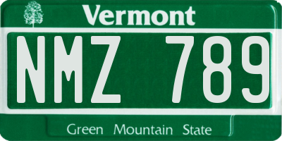 VT license plate NMZ789