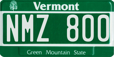 VT license plate NMZ800