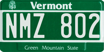 VT license plate NMZ802