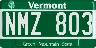 VT license plate NMZ803