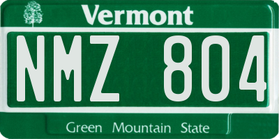VT license plate NMZ804
