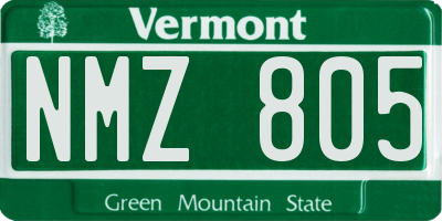VT license plate NMZ805