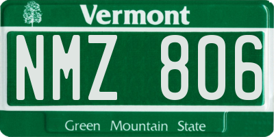 VT license plate NMZ806