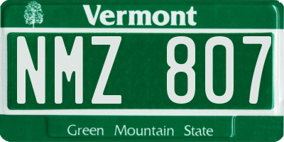 VT license plate NMZ807
