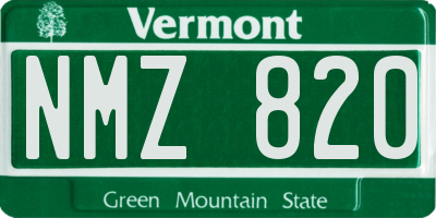 VT license plate NMZ820